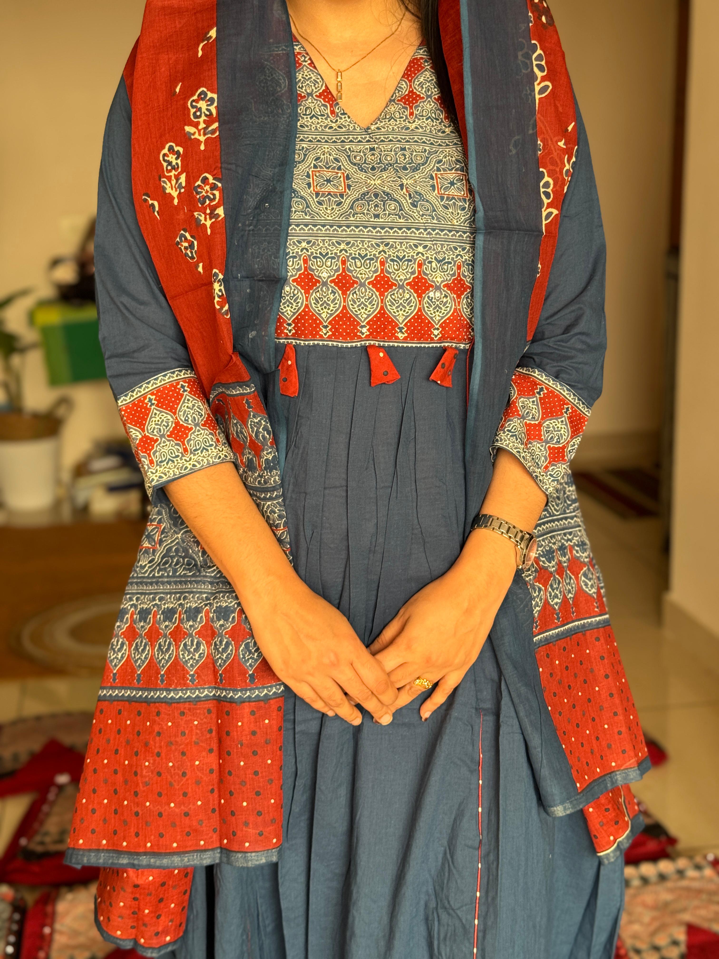 HIFI Ajrakh cotton queen drop