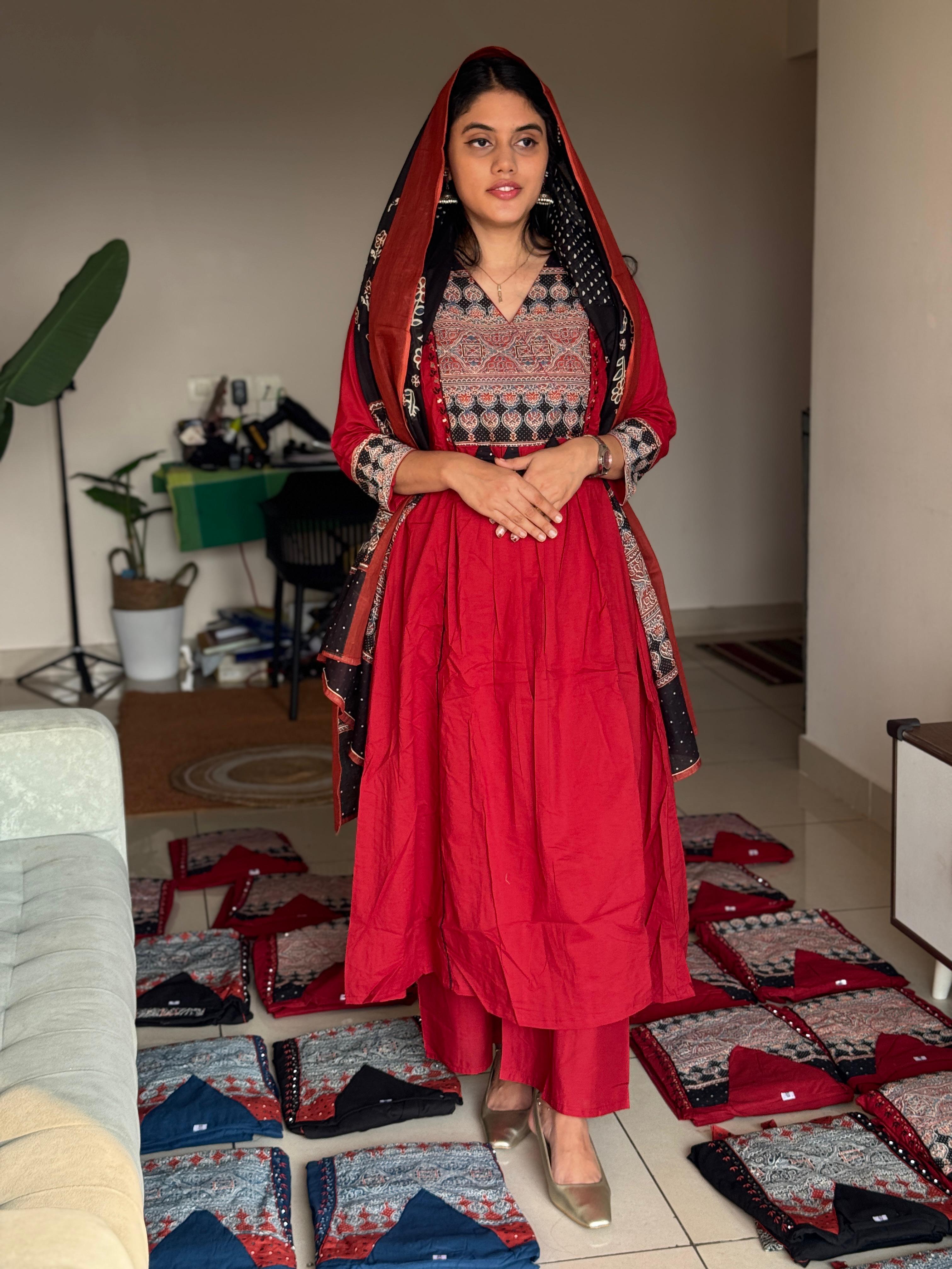 HIFI Ajrakh cotton queen drop