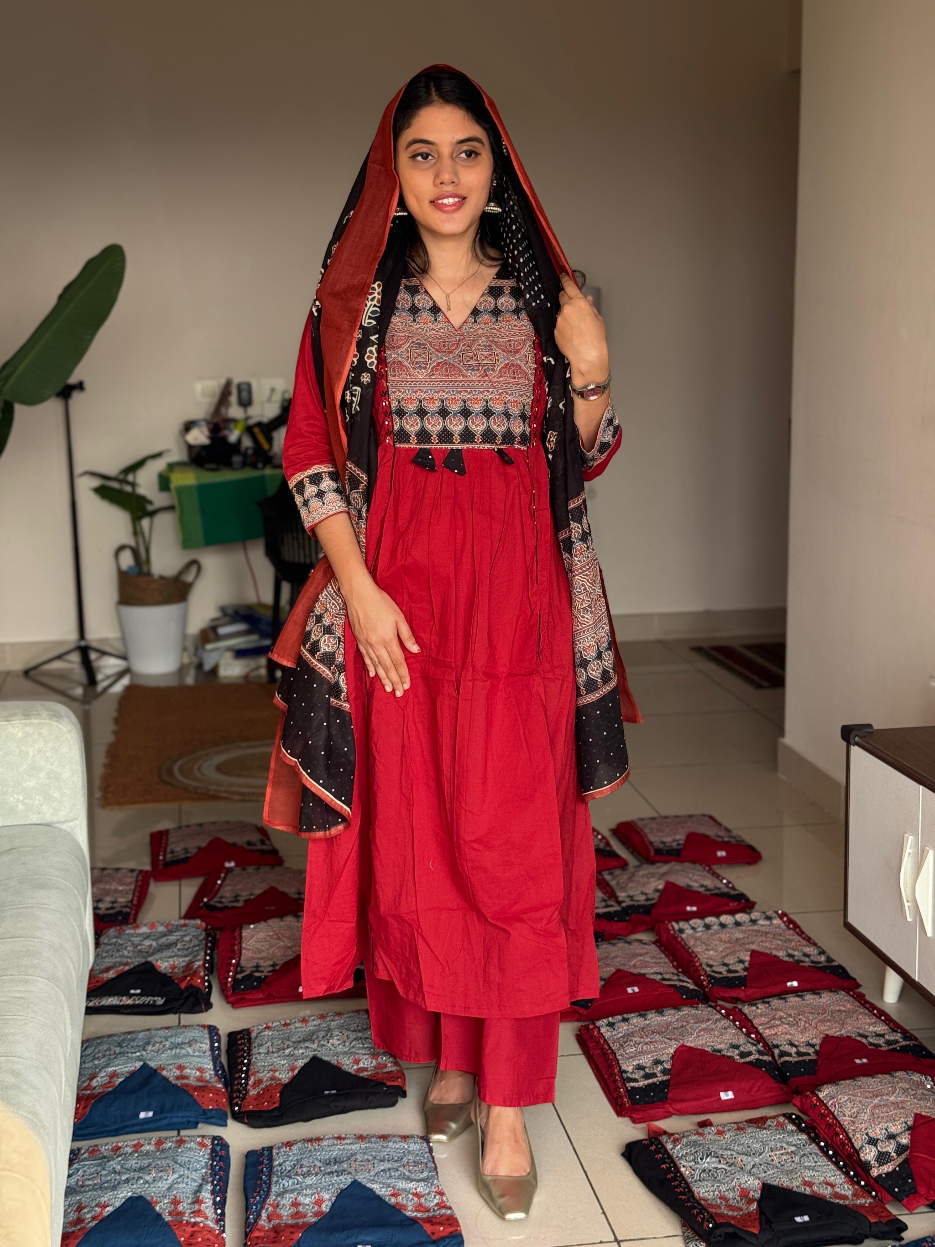 HIFI Ajrakh cotton queen drop