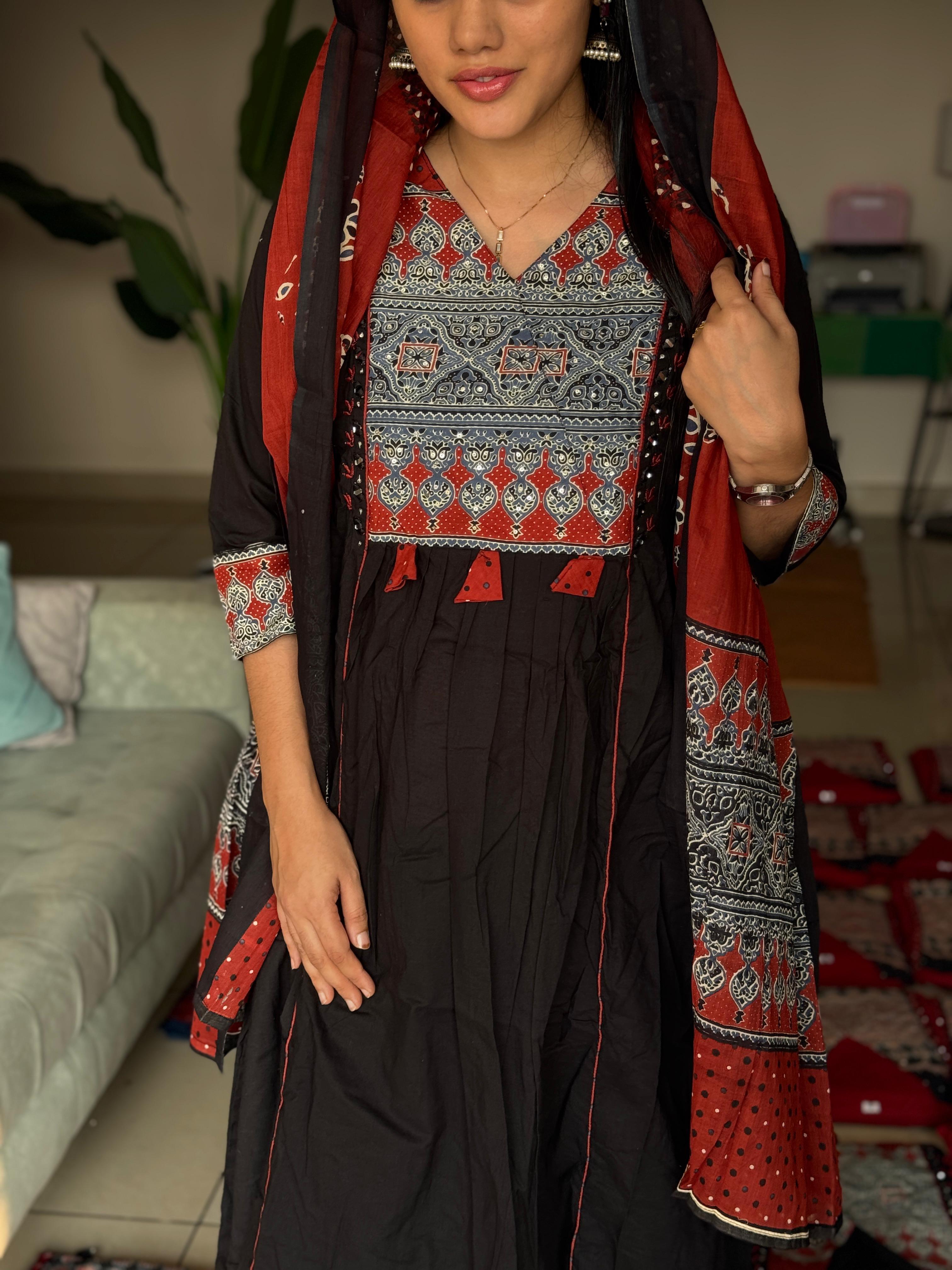 HIFI Ajrakh cotton queen drop