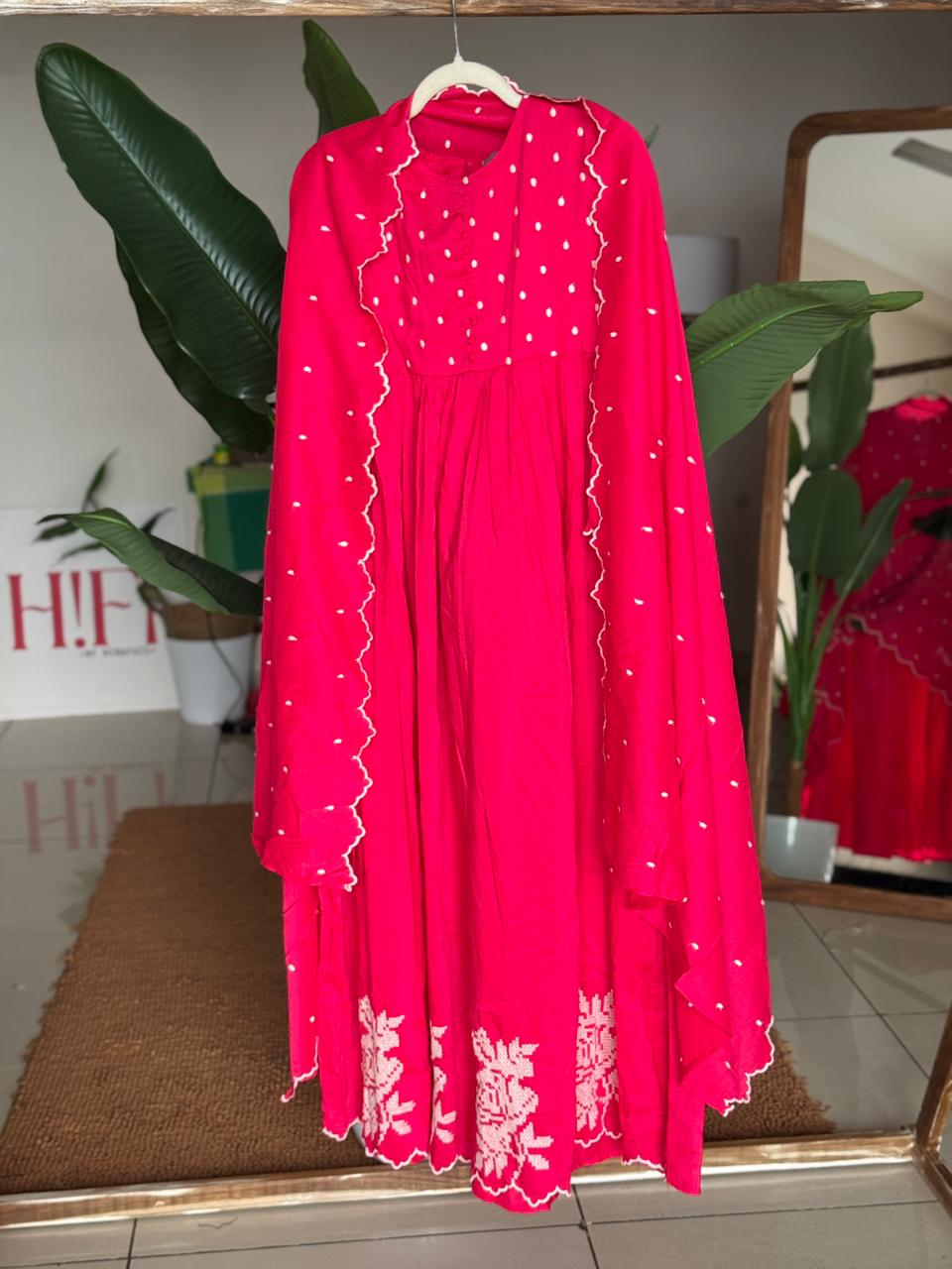 PE26 Rani pink mul chanderi