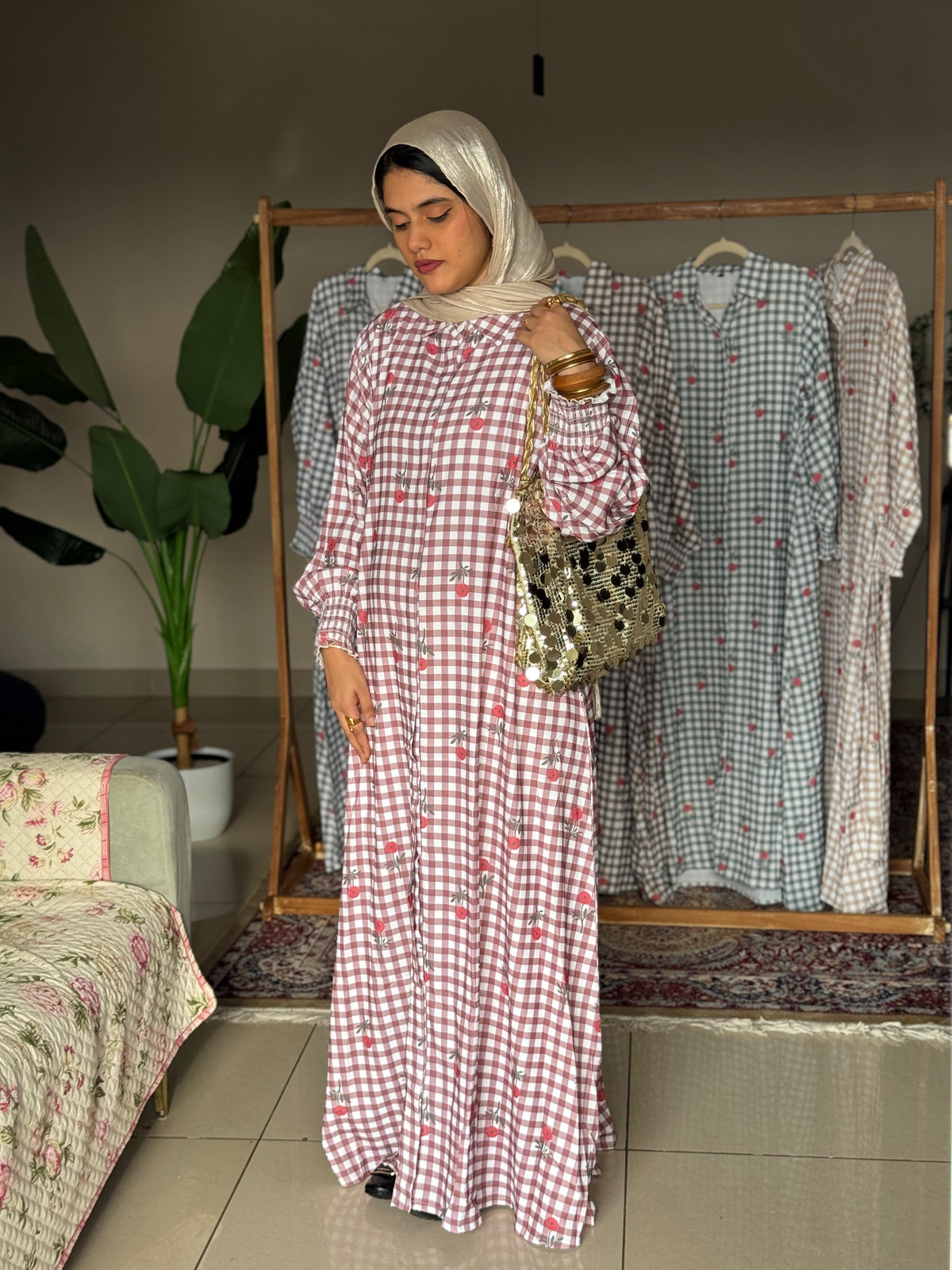 Hifi Checks berry Gown Drop