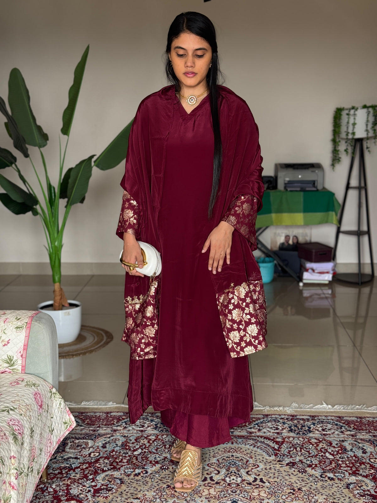 Hifi Sleeve Brocade Crepe Suit