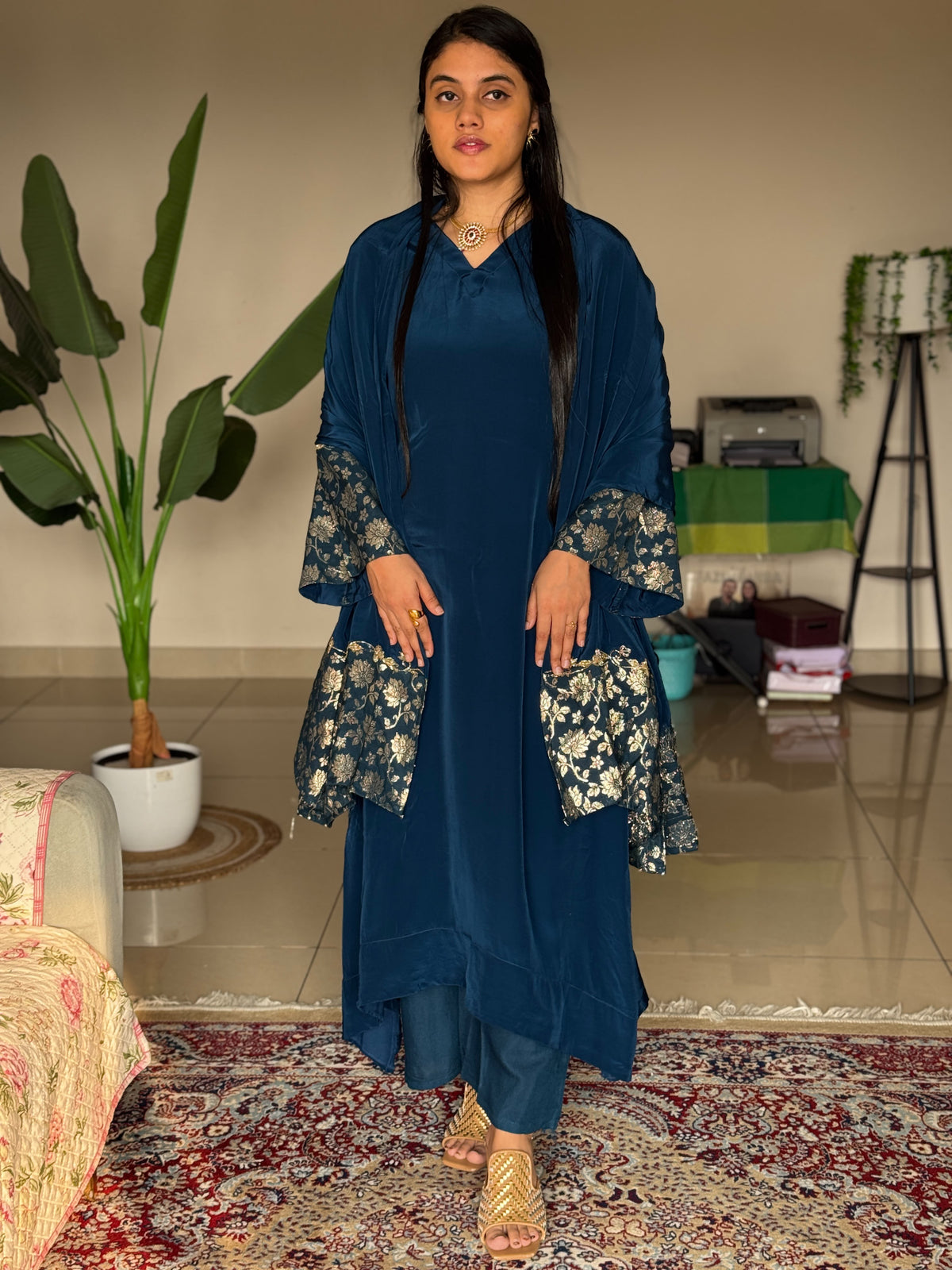 Hifi Sleeve Brocade Crepe Suit