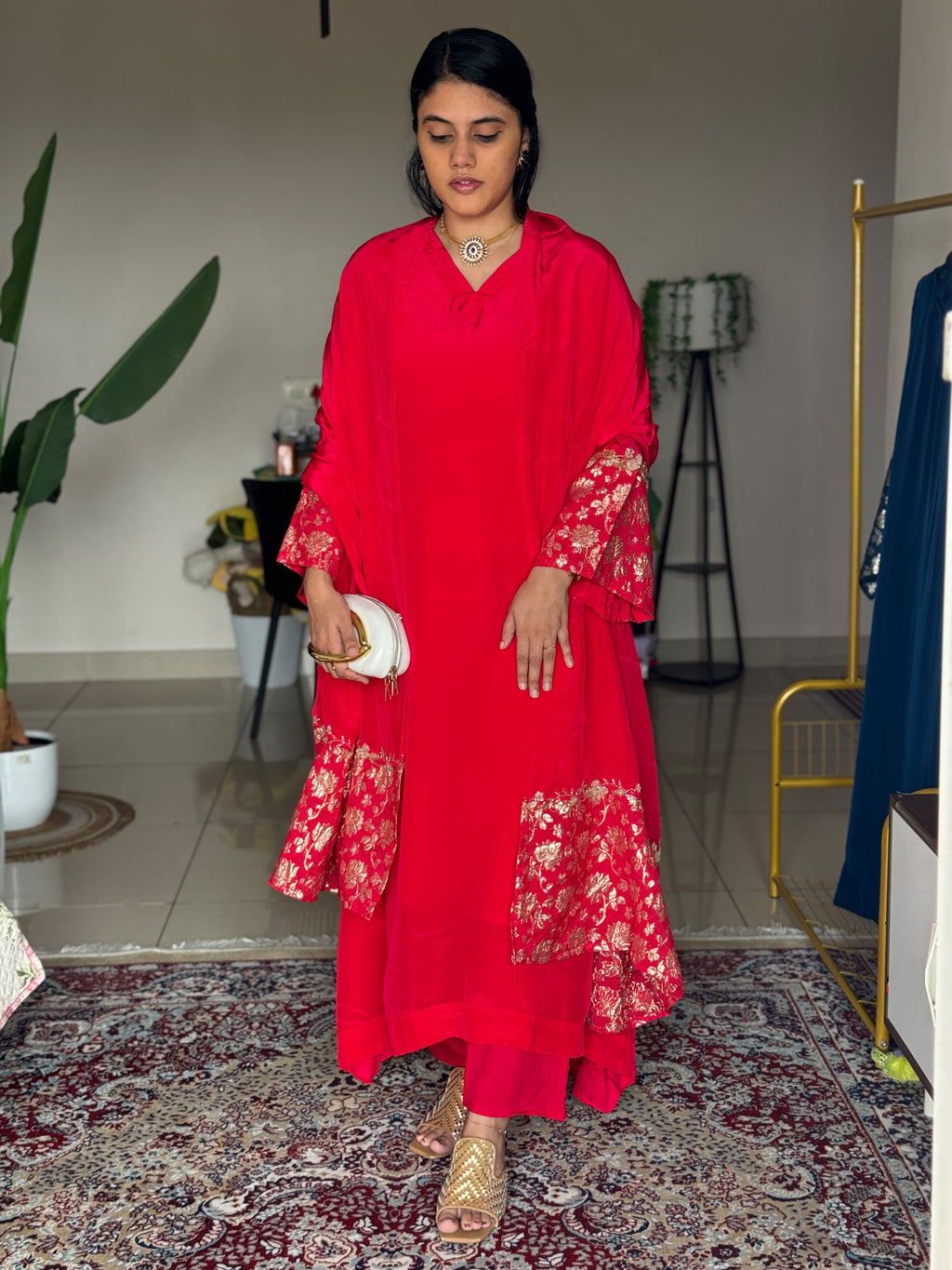 Hifi Sleeve Brocade Crepe Suit