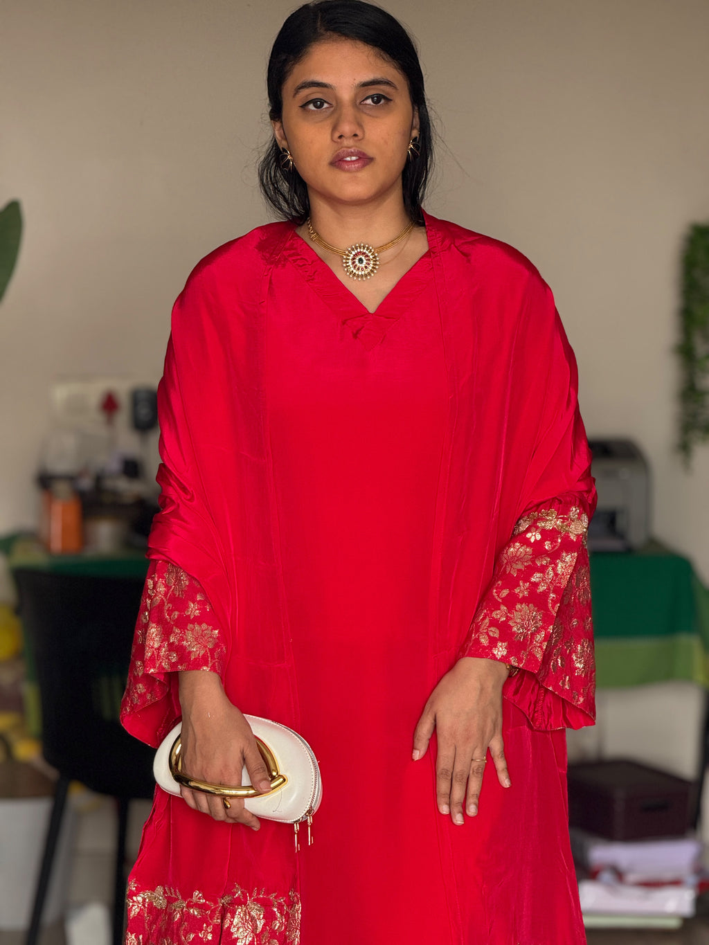 Hifi Sleeve Brocade Crepe Suit