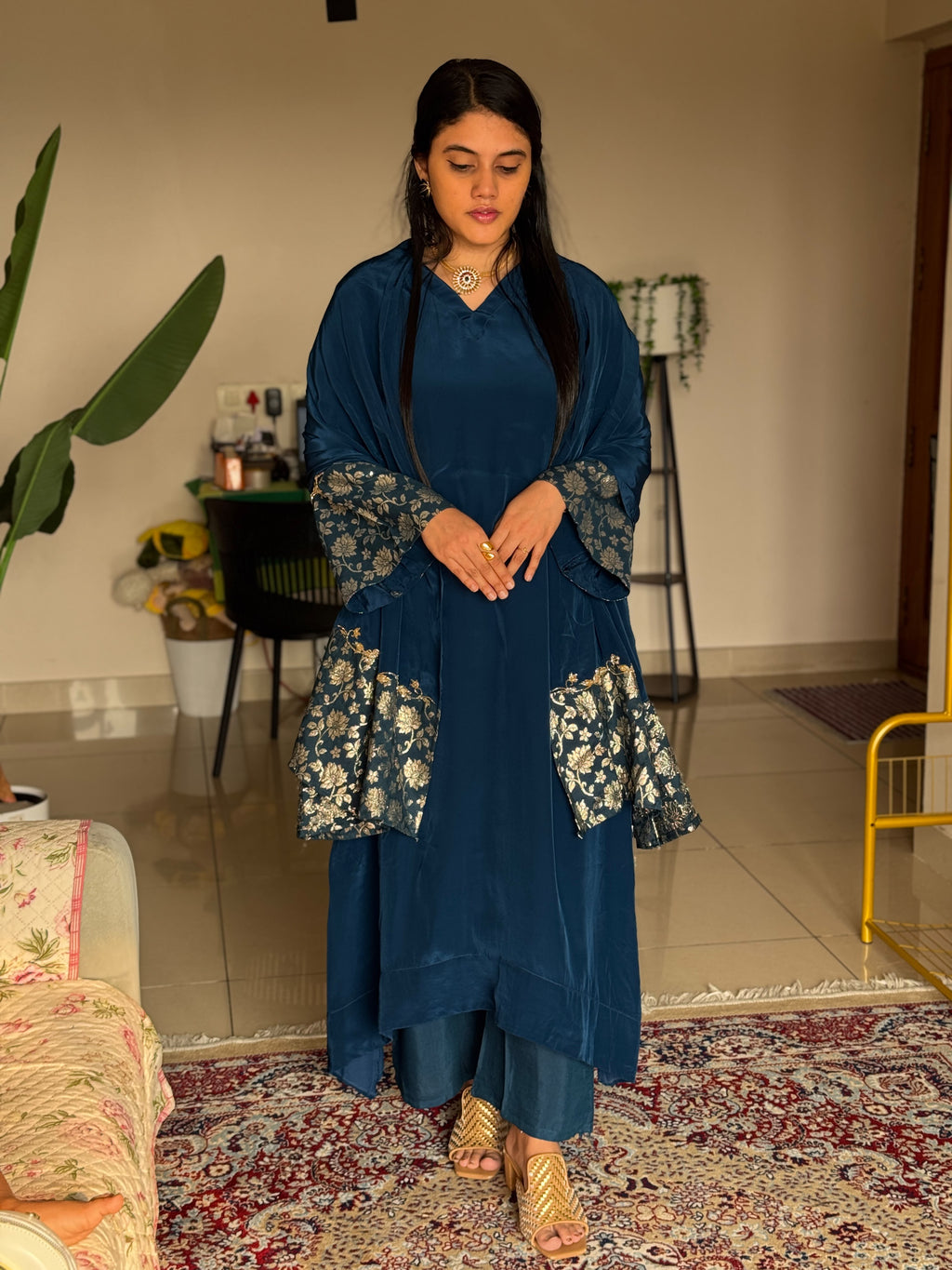 Hifi Sleeve Brocade Crepe Suit